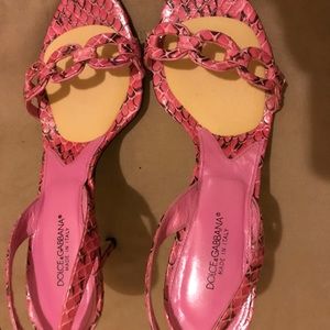 Dolce & Gabbana Pink Python Slingback Sandals
